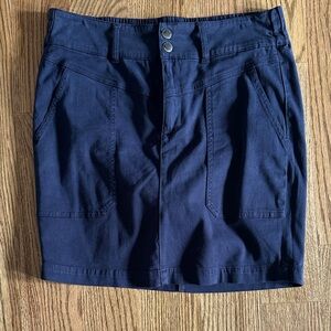 Liverpool Dark Blue Skirt with Buttons